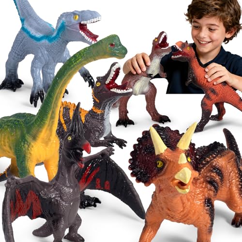 BotZilla 7 Piece Jumbo Dinosaur Toys Big Dinosaur Toy for Boys Realistic Giant Dino Toys for Kids 3-5 for Kids