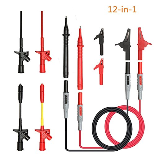 12-in-1 Electronic Test Lead Kit, LIUMY Alligator Clips Specialties Automotive Test Lead Kit, Automotive Test Probe Kit, Electronic Universal Multimeter Probe Test Leads