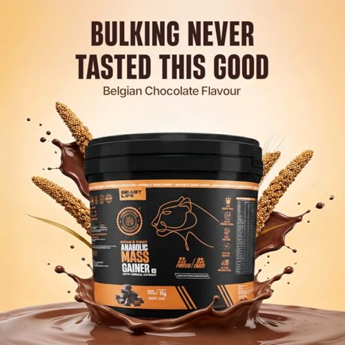 Image of BeastLife High Protein Mass /Weight Gainer | 5 KG | Belgian Chocolate | NABL LAB Tested | For Muscle Gain & Fast Growth | Cereal-Based Formula, No Maltodextrin | India's #1 Cereal Based Bulk Gainer