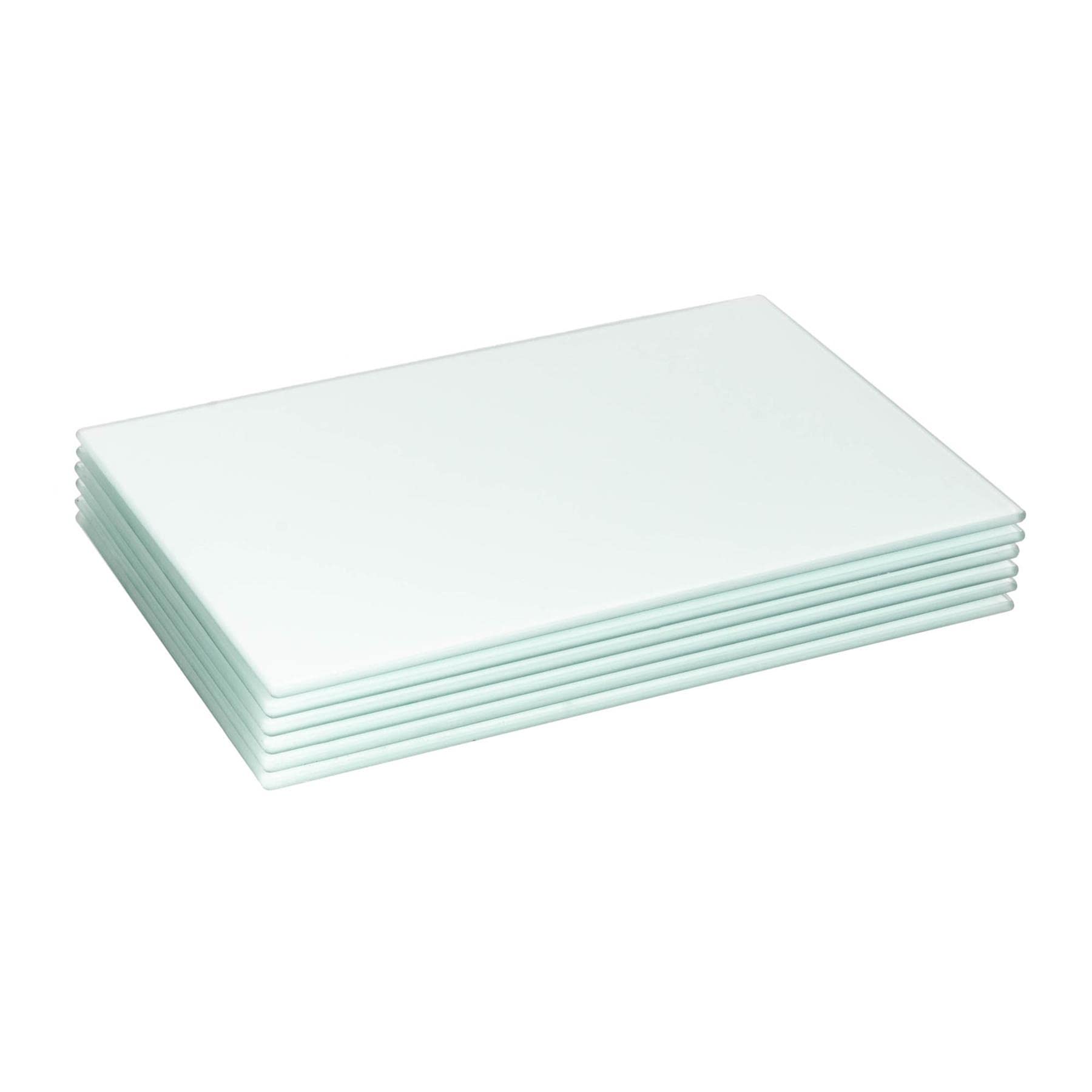 Harbour Housewares Glass Placemats - 30x20cm - White - Pack of 6 - Dining Table Place Mats Glass Plate Tabletop Protector for Kitchen Dinner, Worktops