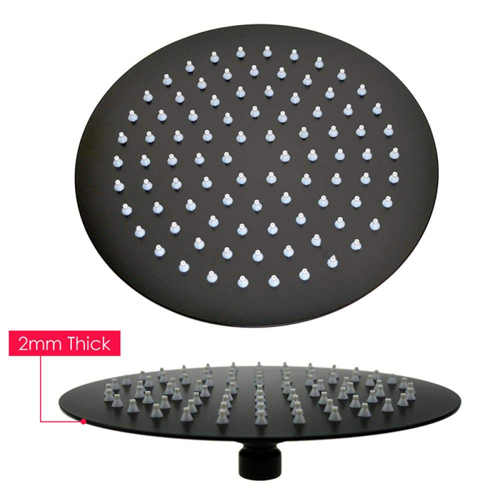 Huin Juego de ducha de baño Grifo de ducha de lluvia negro mate Sistema de válvula termostática montado en la pared o en el techo Cabezal de ducha de 8 pulgadas