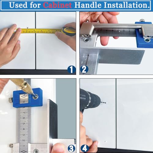 Image of King&Charles Cabinet Hardware Jig, Metal Cabinet Handle Jig with Automatic Center Punch, Perfect Set - Avoid Jitter Caused by Direct Drilling, Use for Handles and Pulls on Drawers /Doors.