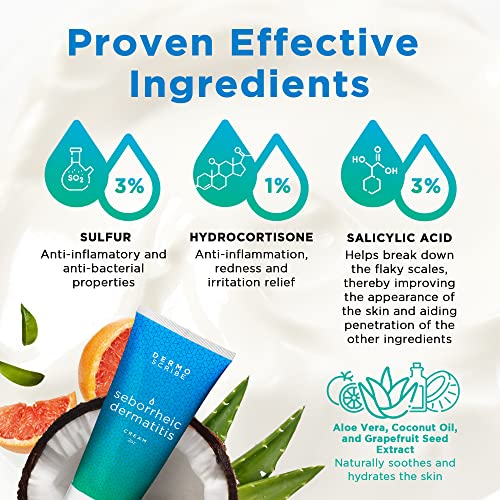 Dermoscribe - Seborrheic Dermatitis Cream, Eczema Cream, Fast-Acting Itchy Skin Relief, Eases Itching, Redness, & Scaling, For Face, Chest & Scalp, 2 Oz #TOP2