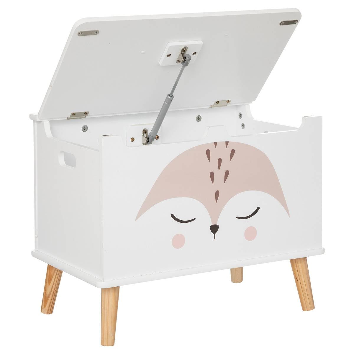 Atmosphera - Coffre Enfant Renard - Bois et pin - Blanc - 53x54-5 cm
