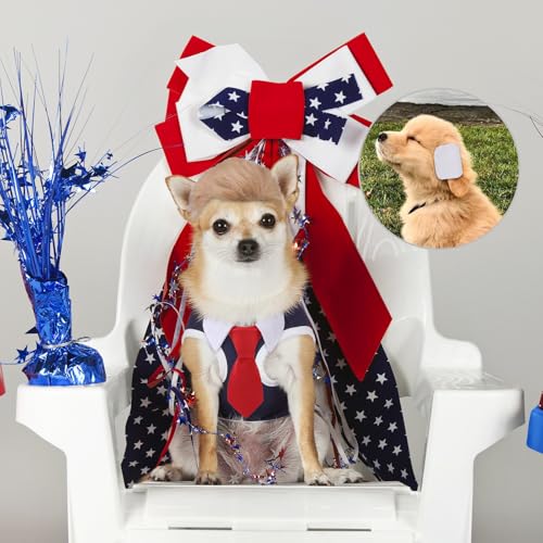 EXPAWLORER-3-Pack-Funny-Dog-Costume-Pet-Clothes-with-Collar-Tie-Cat-Dog-Wig-Toy-Holiday-Apparel-for-Party-Small-Medium-Dogs