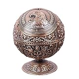 Vintage Windproof Cigar Ashtray with Lids Metal Portable Eagle Head Cigarette Ashtray and Odor Eliminator for Outdoors and Indoors Use, Hand Stamped Pattern Nice Gift for Men Women (Red Copper)