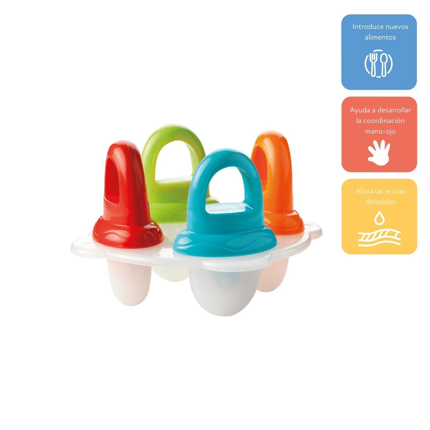 Nuby - Bandeja para polos - Recipiente para preparar 4 polos - Moldes para polos para bebés y niños - Multicolor - 6+ meses - 320ml - Sin BPA