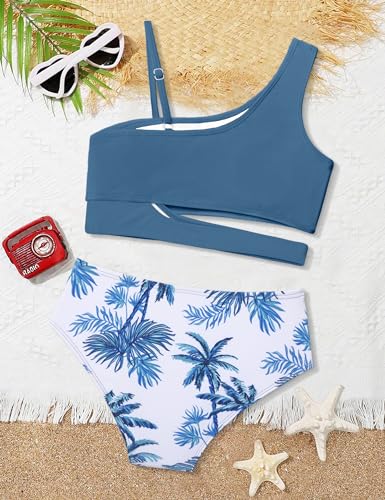 Image of Queenstyle Girls Swimsuits Bikini Set Kids Cutout Bathing Suit Bikini Top Two Piece Girls' Swimwear
