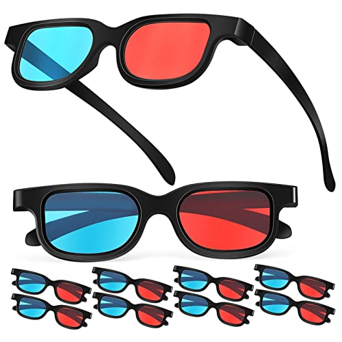 Totority 10pcs Red- Lens Glasses for Movies Tvs and Home Viewing Lightweight Comfortable Design for Enhanced Compatible with Standard Monitors and Screens