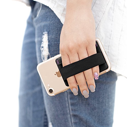 Sinjimoru スマホストラップ 背面 カード収納 ポケット、 片手操作便利 スマホ 落下防止バンド iPhone 15、14、13、12 シリーズ androidなど 全機種対応 携帯電話貼り付けのハンドストラップ付 クレジットカードホルダーケース。Sinji Pouch B-flap ブラック