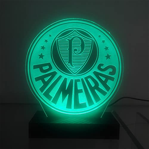 Luminária Led 3d Time Palmeiras Futebol Abajur Luxo