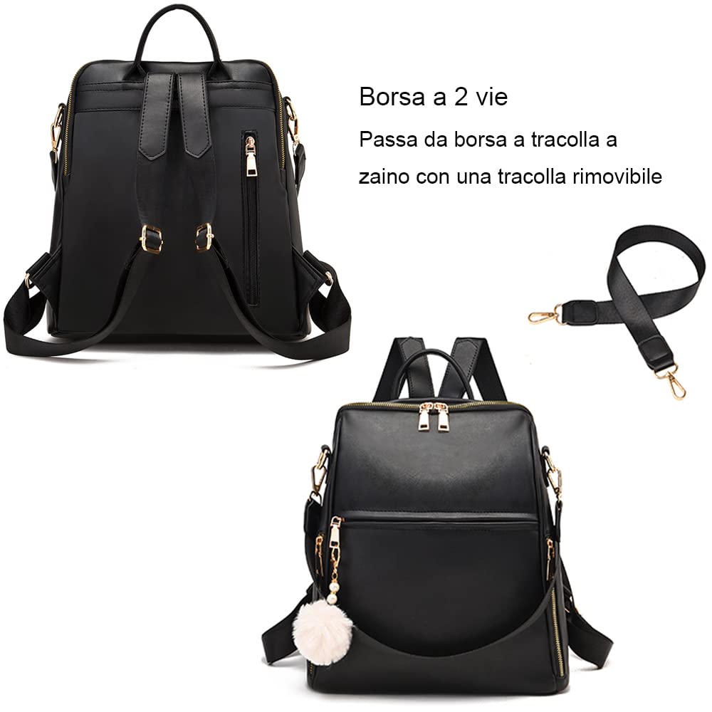 zhongningyifeng Zaino da donna Borsa a tracolla carina da viaggio casual impermeabile in pelle PU per ragazze