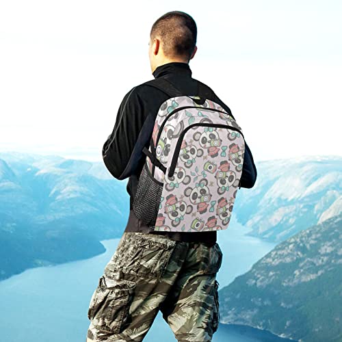 Cartable imperméable motif panda mignon rose à bretelles douces