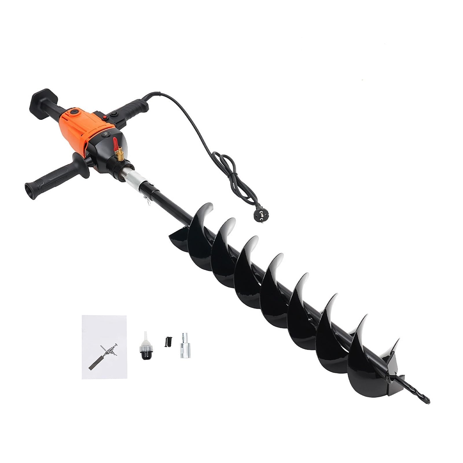 Erdbohrer Elektrisch 1900W Erdlochbohrer mit 12 x 80cm Bohrer, 2 Griffe 1000 RPM Handerdbohrer Elektro Pfahlramme Professionell Gärtenerdbohrer Obstgartenerdbohrer für Parks, Gärten