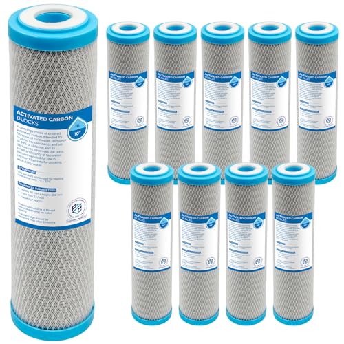 Filtro de bloque de carbón activo, 10 pulgadas   1 pieza, elimina cloro y sus compuestos, mejora el sabor y el olor del agua, duración máxima de 6 meses, carbón activo