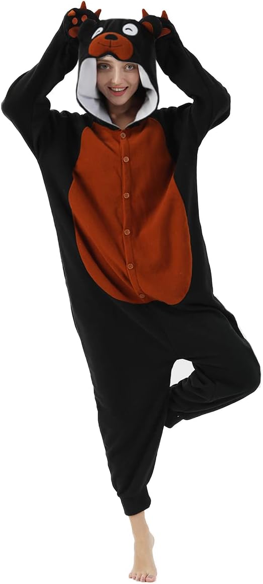 Unpifolov Black Bear Pajamas Unisex Animal Jumpsuit Adult Cosplay Costumes - Image 2