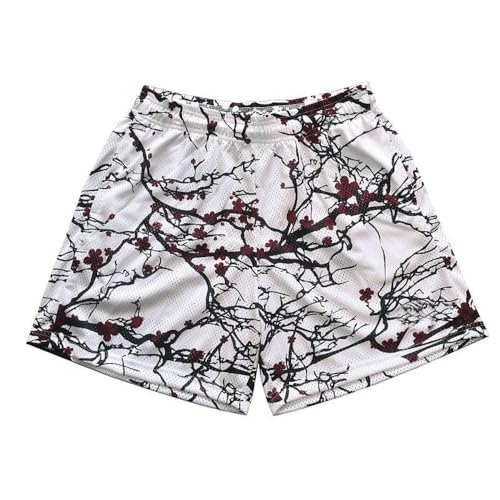 Summer Casual Lounge Bottoms Emo 2000s Floral Graphic Quick Dry Beach Shorts Y2k Grunge Mesh Shorts Men Women2