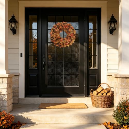 20" Fall Wreath for Front Door, Artificial Maple Leaves Autumn Wreath - image 5