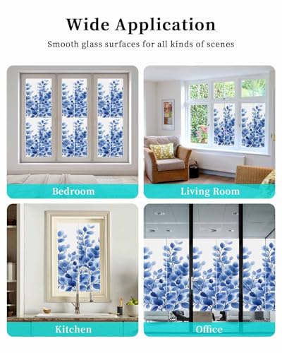 Vinilo Decorativo de Vidrio Teñido con Hojas Azules 19.6x39.3 in miniatura 7