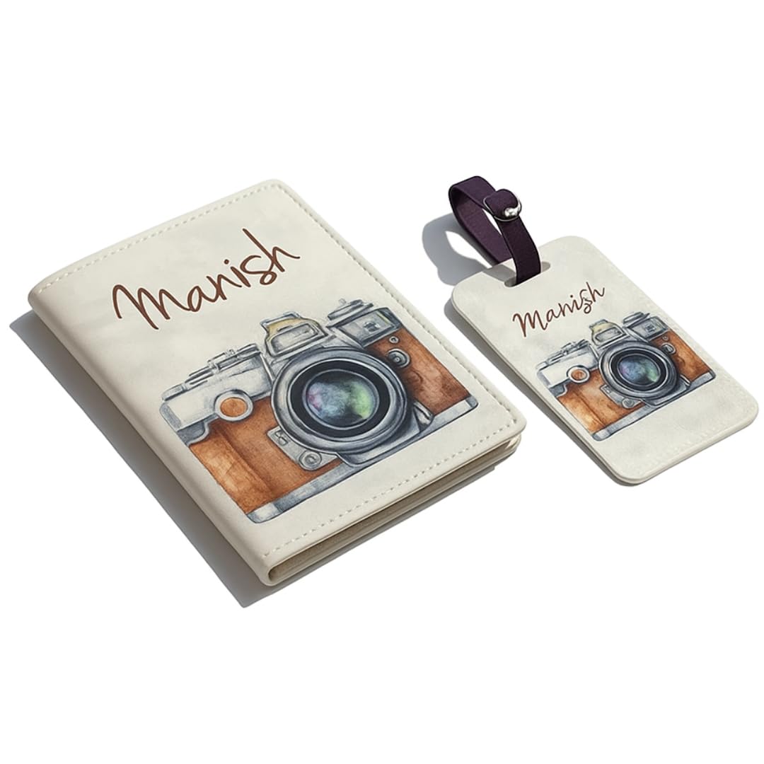 Personalized Passport Cover Holder Travel Wallet Case & Customized Luggage Baggage Tag Polyfabric & PU Leather - Camera-image-19