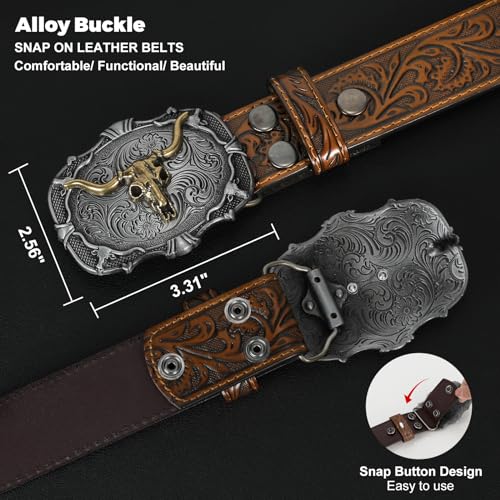 Image of BELTROAD Western Leather Buckle Belt for Men Women Cowboy Cowgirl Mens Leather Belt for Jeans Christmas Men's Belt Gifts