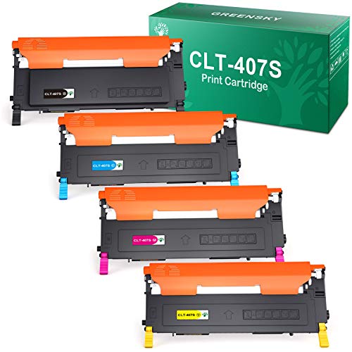 GREENSKY Compatible Toner Cartridges for Samsung CLT-P407C CLT-K407S CLT-C407S CLT-M407S CLT-Y407S CLP-320 CLP-320N CLP-321N CLP-325 CLP-325W CLP-326 CLX-3180 CLX-3185N CLX-3185FN CLX-3185FW (4-Pack) Connecticut 