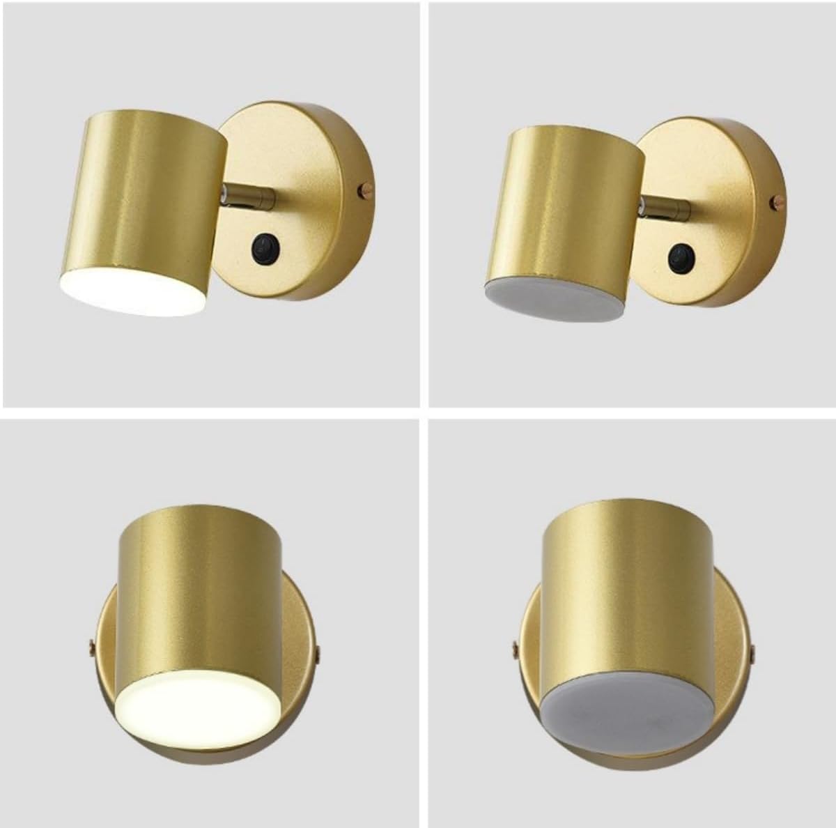 Indoor Spotlight Wall Light 6W 3 Lighting Modes Adjustable Directional Spot Lights, 350°Pivoting Spotlight Wall for Art Work Living Room Accent Lighting 2 Pack (Golden)