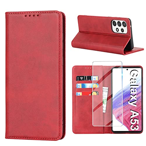 Protection Samsung Galaxy A53 5G portefeuille cuir antichoc avec verre trempé