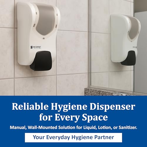 Image of San Jamar Summit Rely Soap Dispenser - 900mL Liquid Dispenser Polymer Refillable Pump, Adhesive or Screw Mount Bulk Compatible, White Clear