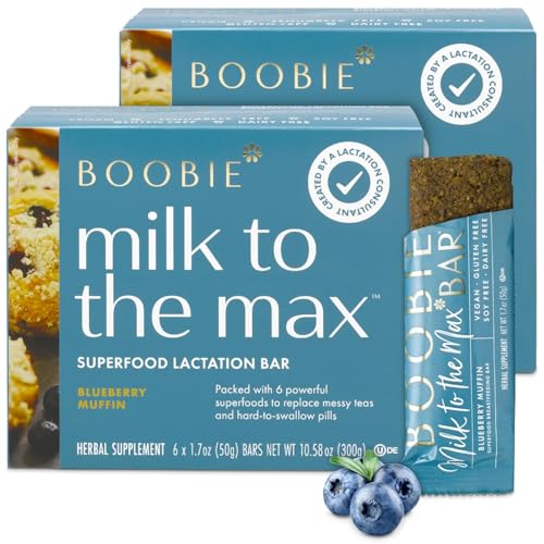 Image of Boobie Bar Superfood Blueberry Muffin Lactation Bar for Breastfeeding Moms to Increase Milk Supply | #1 Selling Lactation Snack Bars | Vegan, Fenugreek-Free, Gluten-Free, Dairy-Free (12 Bars)