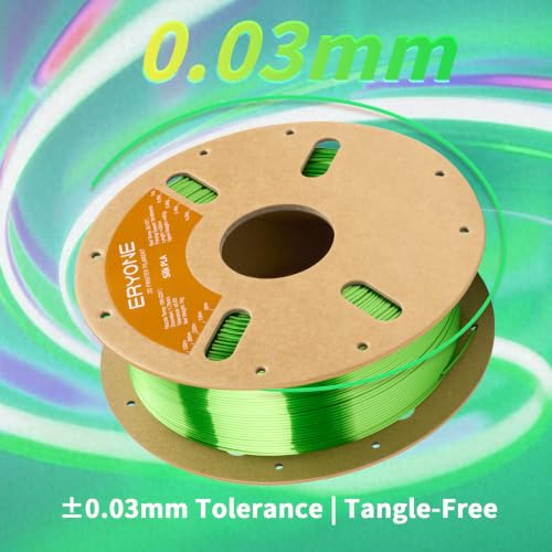 Image of ERYONE Silk PLA Filament for 3D Printer 1.75mm + /- 0.03mm, Shiny Filament 1kg (2.1lbs) /Spool, Green Apple