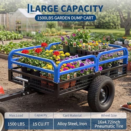 Garvee 1500 lbs Pull Behind Dump Cart
