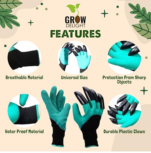 Image of Garden Gloves With Claws | Heavy Duty Gloves for Gardening & Farming | Reusable, Washable Gloves for Digging, Planting & Pruning | Garden Accessories for Men & Women