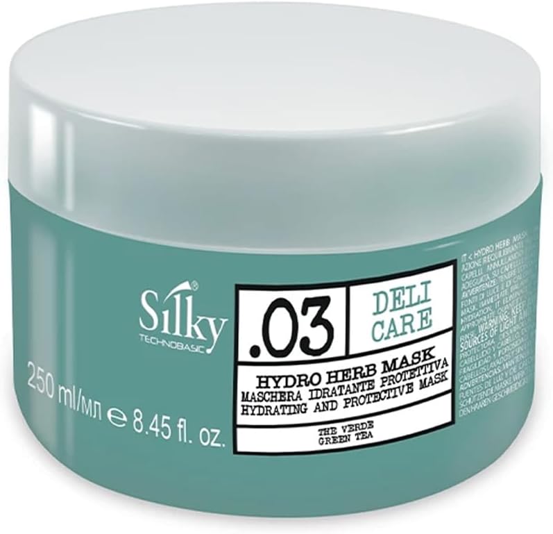 Silky Technobasic .03 Hydro Herb Hair Mask-Organic Hair Mask for Dry Hair-Hydrating Hair Mask with Green Tea Extracts for Hair Repair, Strength and Shine-Cruelty Free Hair Mask for Frizzy Hair 250ml