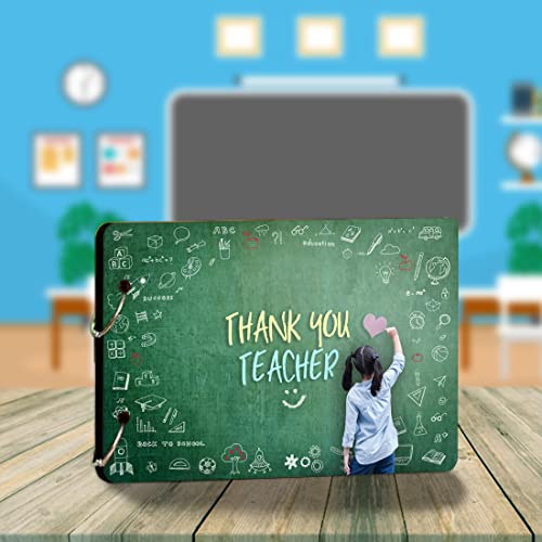 WallDaddy- Scrapbook Crafts (Thankyou teacher) Scrap Book | Wooden Photo Album | 40 Black Color Paper Size 