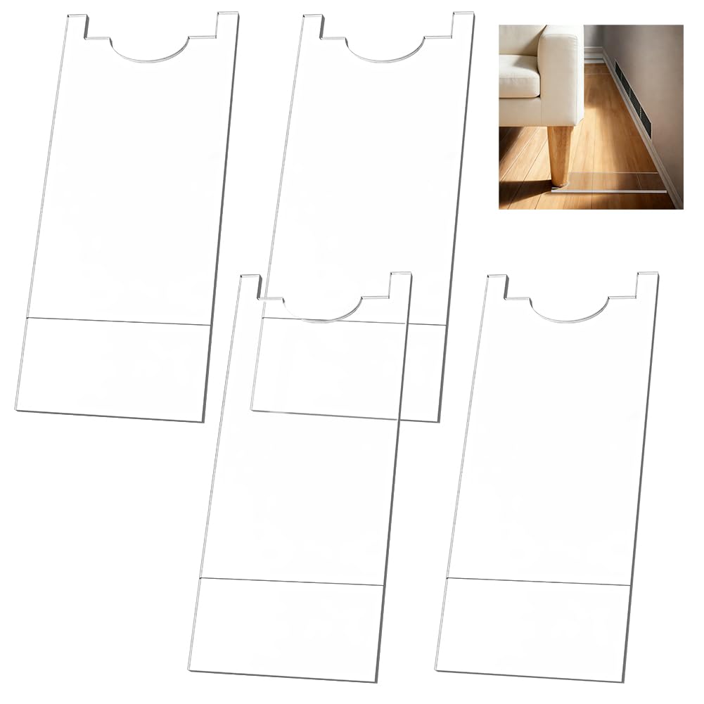 BENECREAT 4Pcs 230×100×5.5mm/9×3.9×0.22inch Clear Acrylic Wall Spacer, Couch Wall Stopper, Furniture Wall Spacer for Sofa Bed Cabinet Protection and Wall Damage Prevention