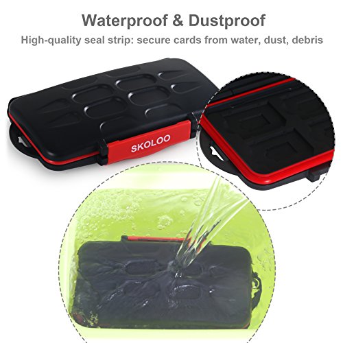 Skoloo SD Card Case, Waterproof Memory Card Holder, 12 SD Card Cases Storage + 12 Micro SD Card Holder for SDHC SDXC TF Card, 1 Pack Red