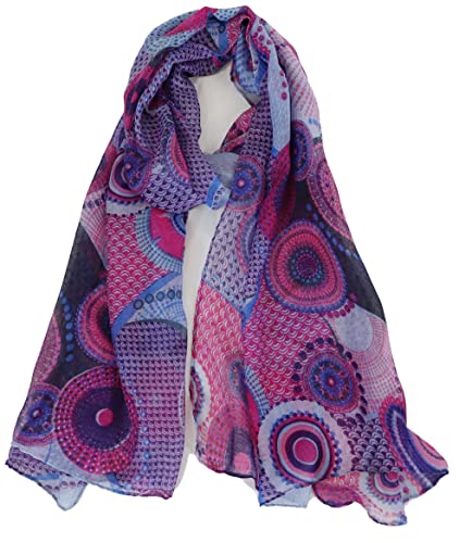 Van Der Rich ® - Tücher Schal Dessin Blumen Größe: 180cm*80cm - Damen (13-Violett, TU) Cover