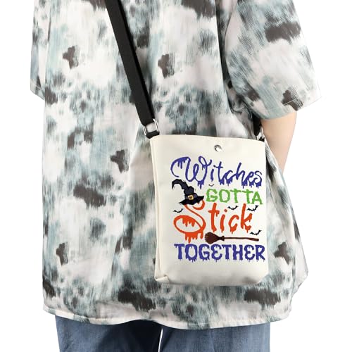 WCGXKO Halloween Witch Crossbody Bag Witch Gotta Stick Together Fall Witch Gift Spooky Gift Witch Broom Gift Witchy Gift3