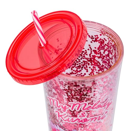 Image of Silver Buffalo Sanrio Hello Kitty and Friends, Plastic Cold Cup, 32oz | Confetti, Includes Lid and Straw, My Melody and Kuromi, 0.95 Liters