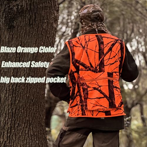 VicBre Blaze Orange Hunting Vest with Pockets for Men fishing Camping Outerwear3