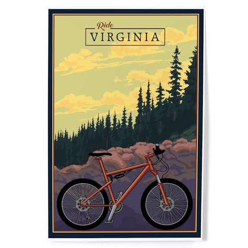 Lantern Press Virginia Mountain Bike Trail Art Print 8x12