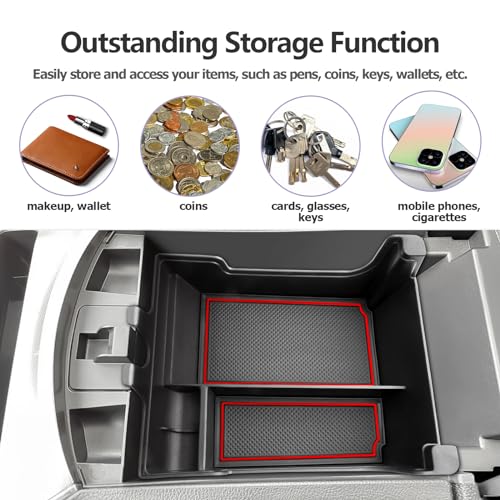 Image of LUWU 2021 2022 2023 2024 2025 Edge Center Console Organizer Armrest Storage Box Insert Tray 2024 2025 Edge Accessories Red