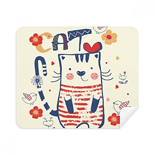 Cartoon Cute Cat Bird Flower Drawing Cleaning Cloth Screen Cleaner 2pcs Suede Fabric