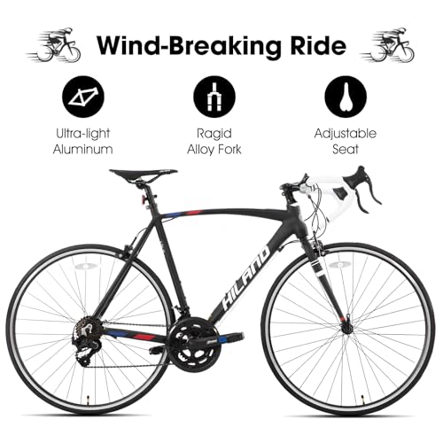 HILAND 14 Speeds 700C Road Bike, Light Weight Aluminum Frame