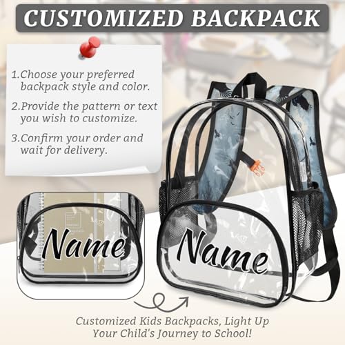 Personalized Rustic Farmhouse Clear Large Backpack for Stadium Events Custom Forest Eagles Transparent Backpacks PVC Plastic See Through Clear Bag for Concerts Festival Travel4