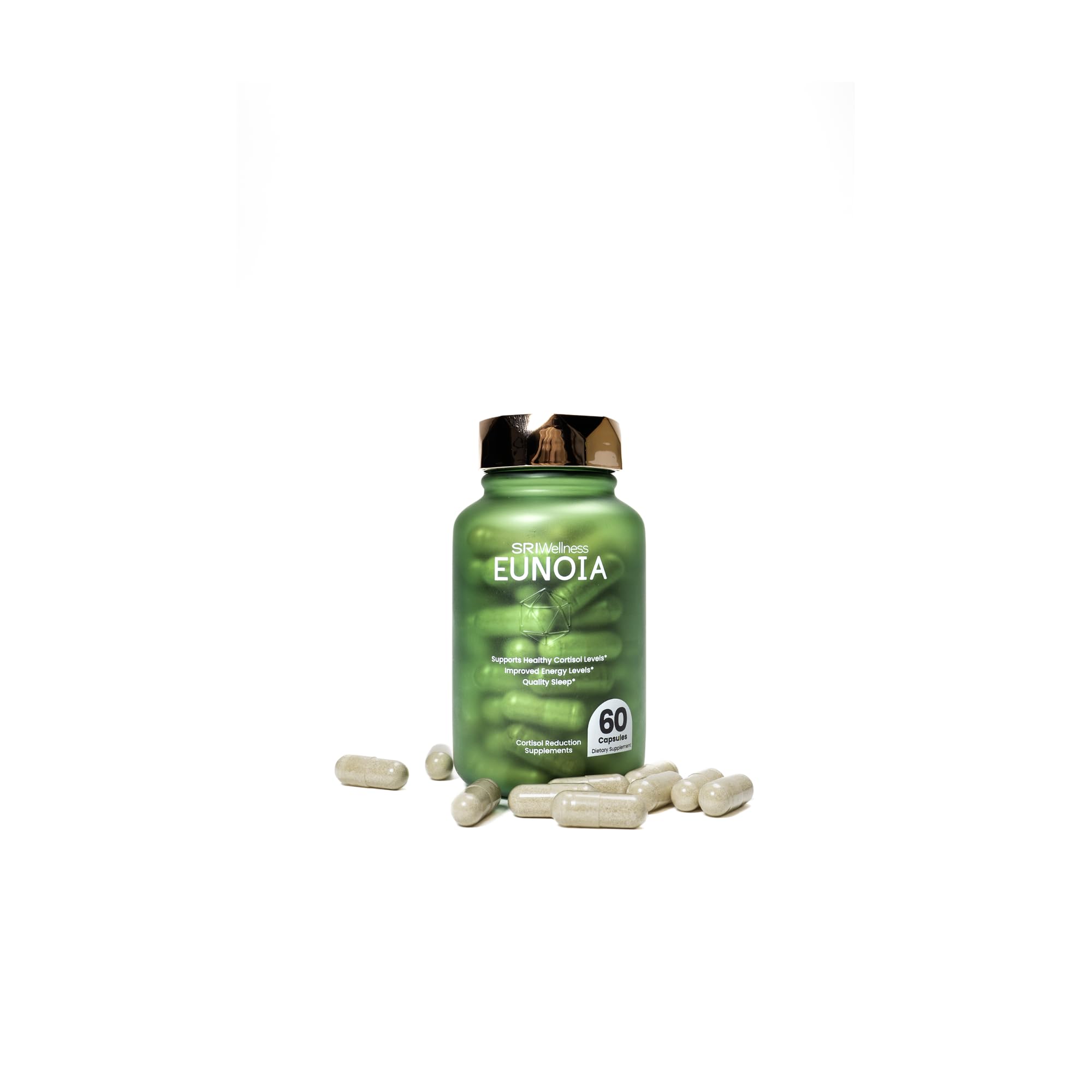 SRIWellness EUNOIA Cortisol Supplement – Organic KSM-66® Ashwagandha 300mg, L-Theanine, Magnesium Glycinate – Supports Healthy Cortisol Levels, Quality Sleep & Energy – 60 Vegetable Capsules