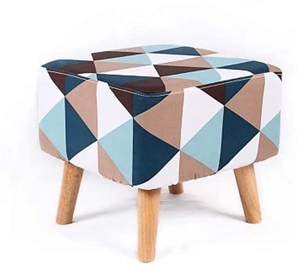 Repose-pieds carré moderne en bois avec assise rembourrée pour salon