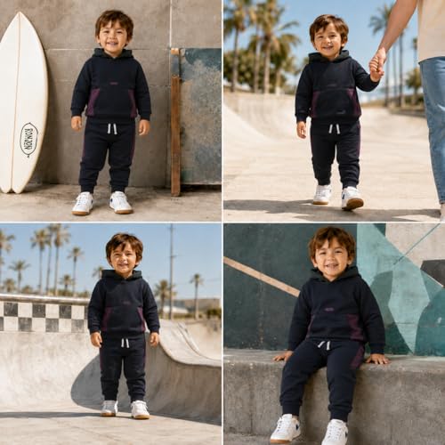 Image of Volcom Infant Toddler Baby Boys Joggers Set - 2 Piece Fleece Pullover Hoodie and Jogger Pants Activewear Set (Sizes: 12M-7)
