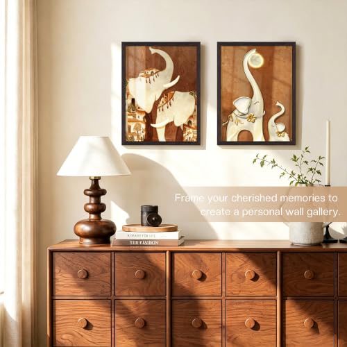 Image of Picrit 12x16 Picture Frame 3 Pack, Wall Mount Display, Walnut Wood Grain